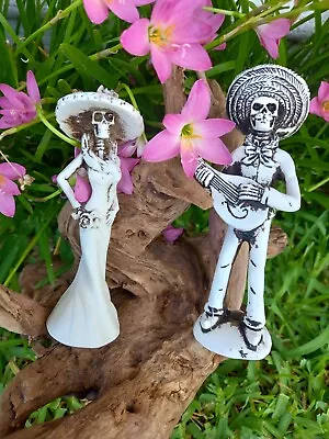 Santa Muerte Statue La Catrina Mexicana Art Mariachi Skeleton Couple 5inch • $54.99