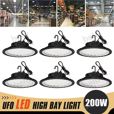 6 Pack 200W UFO Led High Bay Light Factory Warehouse Commercial Light Fixtures • $211.99