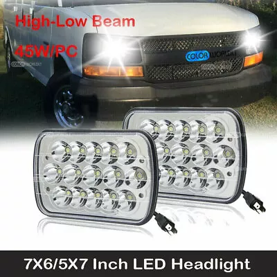 $30.99 • Buy Pair 7X6 5x7 LED Headlight Hi/Lo Beam For Chevy Express Cargo Van 1500 2500 3500