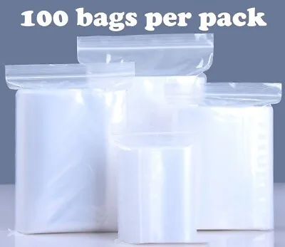 100 Bags Small Clear Reclosable Zip Seal Top Lock T-Shirt Plastic Zipper Bag • $5.79