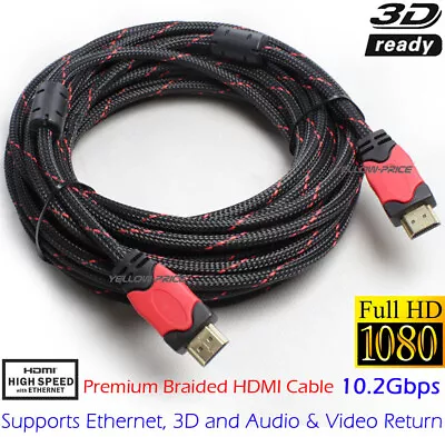 $10.44 • Buy GOLD 10m HDMI Cable 3D Ultra HD 4K 1080p High Speed With Ethernet HEC ARC V1.4