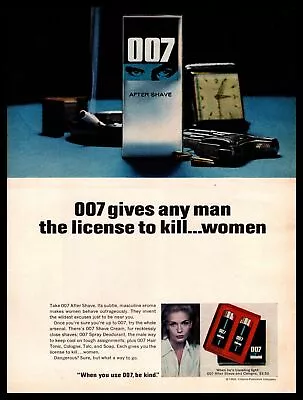 1965 007 After Shave  Gives Any Man The License To Kill Women  Vintage Print Ad • $14.95