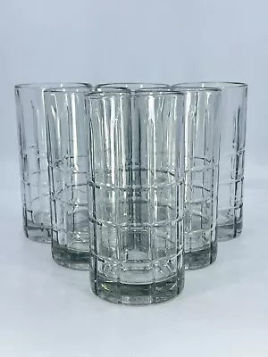 6 Anchor Hocking Manchester Tartan Drinking Glasse Tumbers High Ball VTG  16 OZ • $34