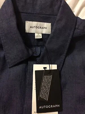 M And S Autograph Mens Indigo Pure Cotton Shirt Size Medium BNWT • £15