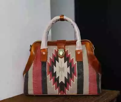 Bohemian Leather Doctor Bag Multicolour Bag Carpet Shoulder Bag Turkish Kilim • $208