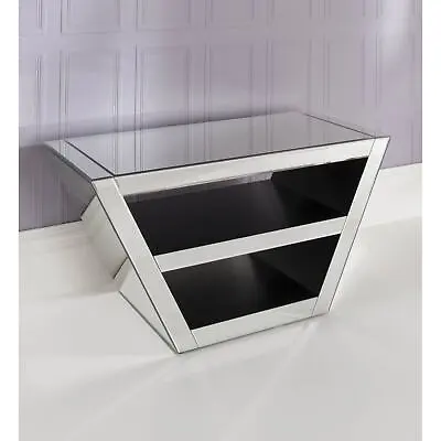 £279.98 • Buy Romano Mirrored Glass TV Cabinet | Futuristic Modern Sloped Entertainment Unit