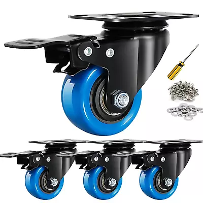 Swivel Caster Wheels 600LBS 2 Inch Heavy Duty Casters Set Of 4 With Brake Prem • $24.13