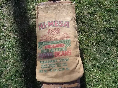 Old Vintage HI MESA Native Pinto Beans Burlap Sack 50lbs • $5