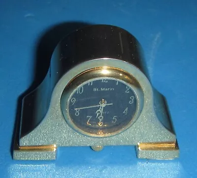 St. Marin Miniature Mantle Clock Quartz New Battery Gold 2” Long  • $12