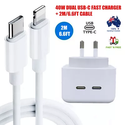 Dual Type C Fast Wall Charger USB C To C Cable Power Adapter For IPhone Samsung • $9.87