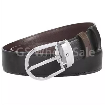 MONTBLANC 113834 Black And Brown Reversible Leather Belt • $168