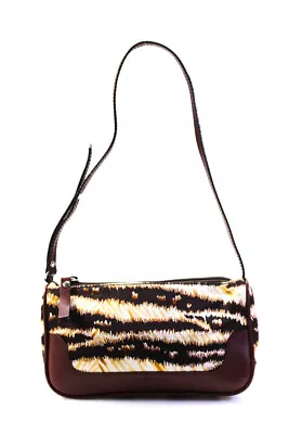 Dolce & Gabbana Women's Leather Trim Striped Print Shoulder Bag Brown Size S • $158.59