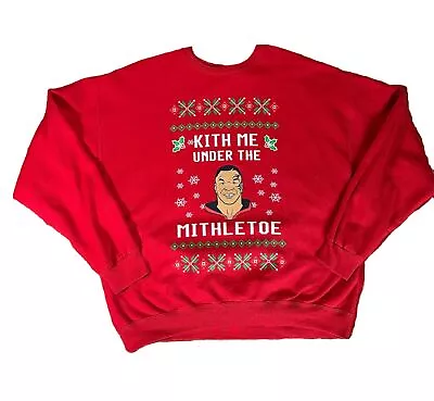 Jerzees Sweatshirt XL Red Mike Tyson Kith Me Under The Mitheltoe Ugly Christmas • $12