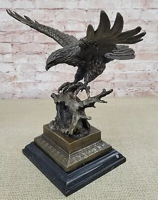 Original Milo Hawk American Eagle Bronze Marble Base Sculpture Bird Figurine • $499