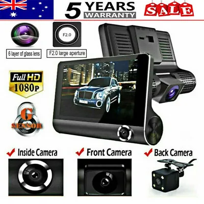 $31.95 • Buy 4  3 Lens Car DVR Dash Cam 1080P Front And Rear Video Recorder Camera G-sensor