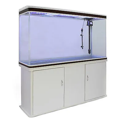 Aquarium Fish Tank Cabinet Large LED Lighting Tropical Marine White 4ft 300L • £599.99