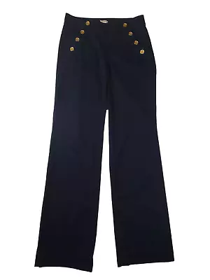 J.Crew Factory Navy Gold Sailor Style Wide-Leg Cotton Pants Women's Size 00 • $28.75