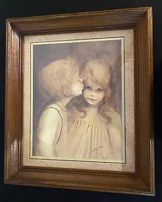 Mid Century  A Little Kiss  Sepia Print Margaret Kane Matted Framed • $28