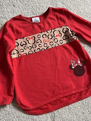 Disney Minnie Mouse Red Long Sleeved Jumper Girl  Age 5-6 • £3.50