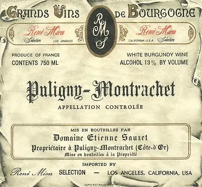 Puligny-Montrachet Grand Vins De Bourgogne French Wine Label VTG Original A346 • $11.97