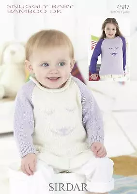 £3.89 • Buy Sirdar 4587 Knitting Pattern Baby Childrens Sweaters In Snuggly Baby Bamboo DK
