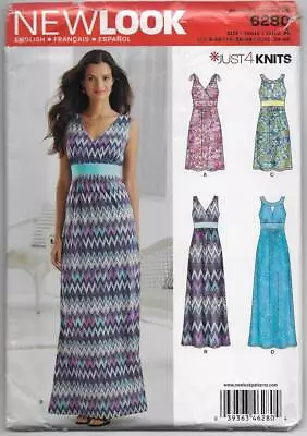New Look Sewing Pattern 6280 Misses' Knit DRESS High Waist Maxi Sleeveless 8-20 • $11.99