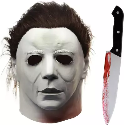 Halloween Scary Michael Myers Full Head Latex Mask Cosplay Horror Costume Party • $19.89