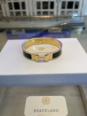 $120 • Buy Clic H PM Gold Plated Black Enamel Bangle Bracelet Free And FAST SHIPPING