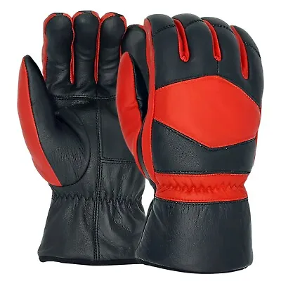 Mens Warm Winter Cold Weather Leather Gloves Motorbike Driving Thermal Lining • $16.99