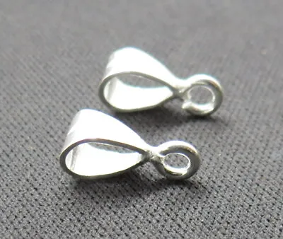 2 Pieces 925 Sterling Silver Pendant Bail Loop Open Jump Ring 12mm Long Bails • $7.09