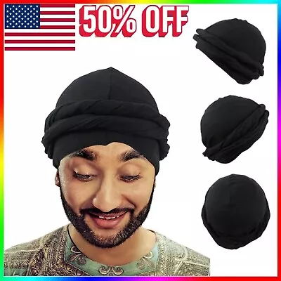 Halo Turban Durag Satin Silk Lined Elastic Turban Head Wrap Head Scarf For Men • $7.99