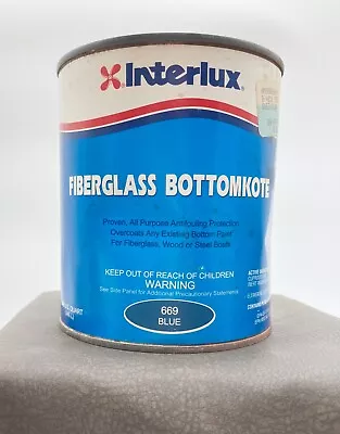 Interlux Fiberglass Bottomkote #669 Blue Marine Paint Quart • $38