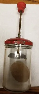 Vintage Food Nut Chopper With 1 Cup Glass Jar Spring Load Red Wood Knob • $4.49