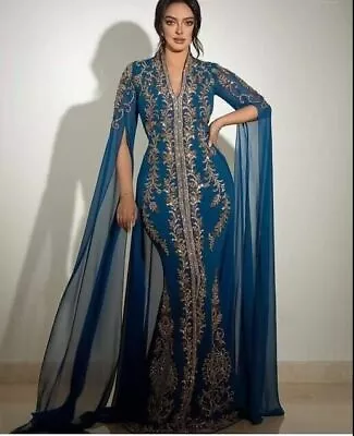 Royal Kaftans Fish Cut Mermaid Style Moroccan Caftan Wedding Gown Crystal Dress • $156.56