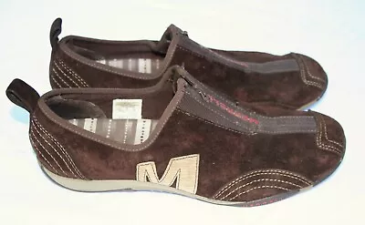 Merrell Size 8 M Barrado Leather Brown Suede Front Zip Shoes J76336 EUC • $25