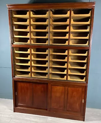 Mahogany & Oak Shop Fittings Haberdashery Drawers Display Cabinet & Glass Doors • £2850