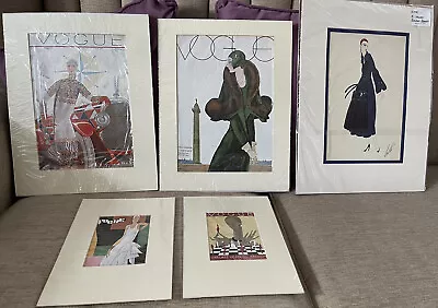 Vintage Prints Of Vogue Magazine Artwork From 1929 Lot Of 4 And One Erte Matted • $27.78