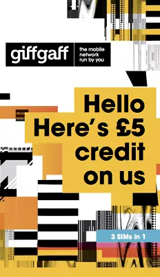 £0.01 • Buy GiffGaff Sim Card With Credit Pay As You Go £5 Standard Micro Nano 4G Unlimitedi