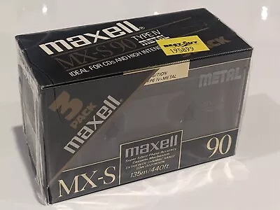 MAXELL MX-S 90 - 3 Pack Type IV Metal Cassette Audio Tapes Vintage NOS SEALED  • $115