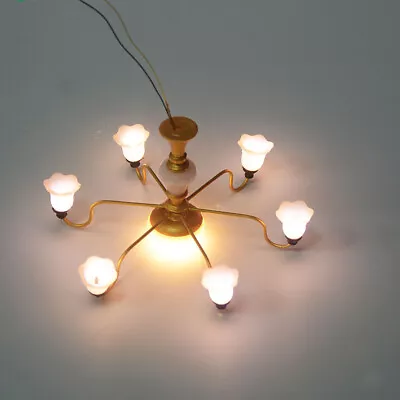 Victoria Chandelier LED Lamp Luxury Warm Light 1:12 Scale Dolls House Miniatures • $12.17