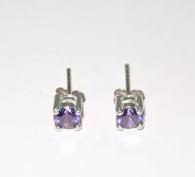 Deep Purple Amethyst Gemstone Pierced Stud Earring Sterling Silver Studs Qvc • £9.99