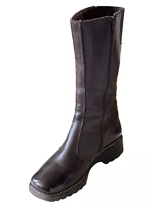 La Canadienne Brown Leather Mid- Calf Boots Women Size 37/ 7 M Side Zip • $39.99