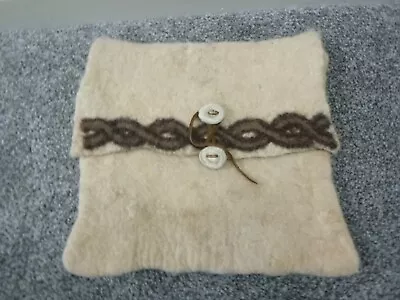 Vtg Handmade Boiled Wool Celtic Antler Button Clutch Handbag Pouch Bag • $9.99