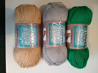 I Love This Cotton Yarn Lot Of 3 Bright Green Dove Taupe 180 Yds Each New • $12