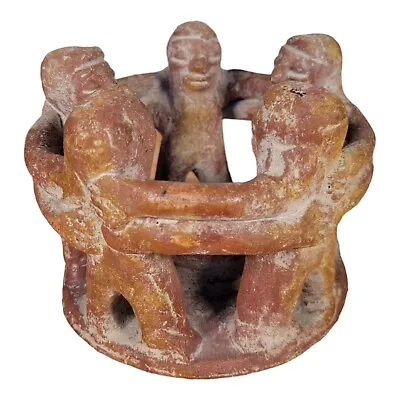 Mayan Aztec CIRCLE OF FRIENDS Terracotta Candleholder 5 Friends 5  X 6  Vintage • $33.33