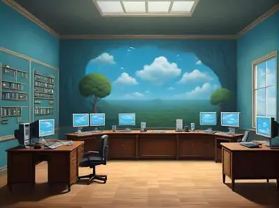 Surreal Surrealist Office Desks Computers Landscape Exit Poster Art Print • $26.99