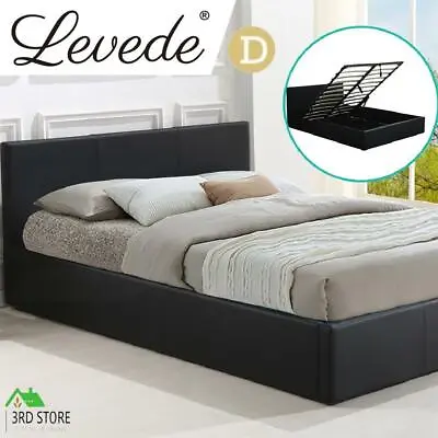 $267.30 • Buy Levede Bed Frame Base With Storage Gas Lift Single Double  Wooden Base Black