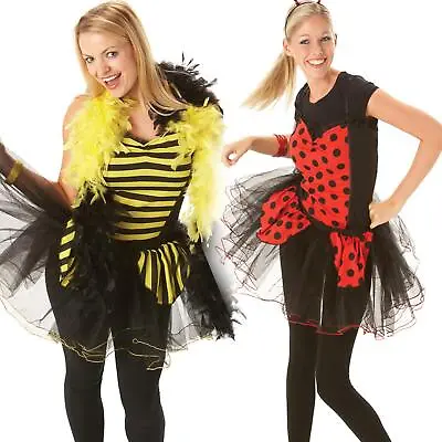 Womens Ladies Fancy Dress Costume Bumblebee Sexy Adult Ladybird Top Only S M L • £6.49