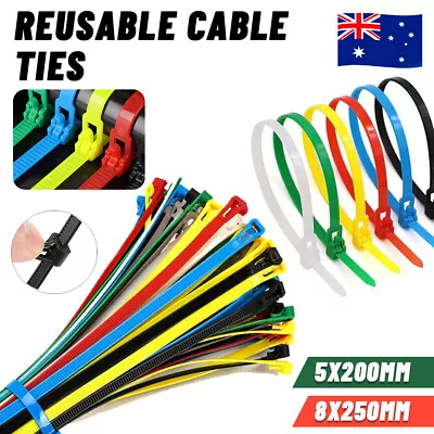 10-100PC Reusable Cable Zip Ties Plastic Releasable Fixed Binding Bulk Cable Tie • $6.59