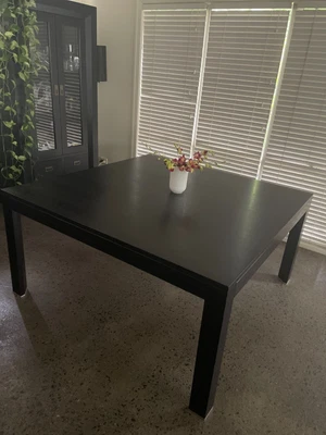 $95 • Buy Used Black Dining Table. 150cmx150cm Seats 8 Originally From Adriatic Furniture.